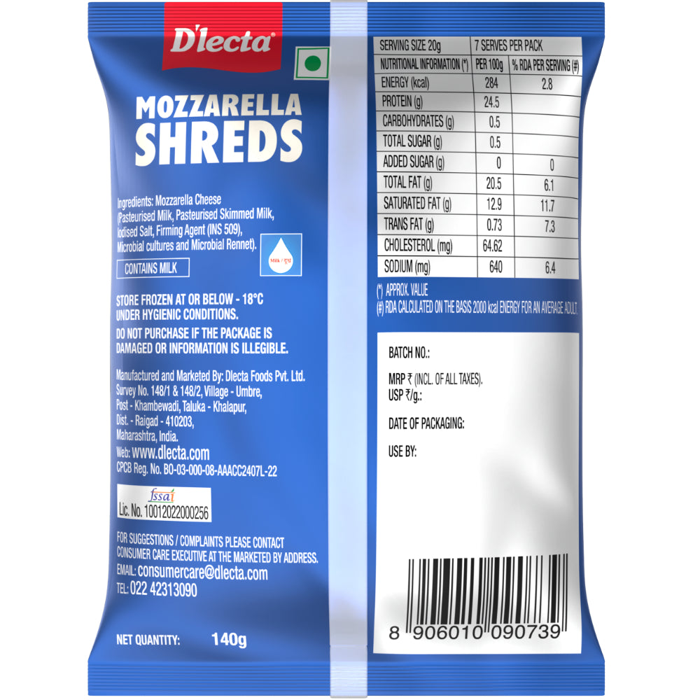 MOZZARELLA CHEESE 140 g (SHREDDED)
