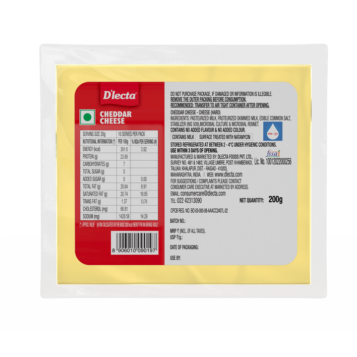 NATURAL CHEDDAR CHEESE BLOCK 200 g